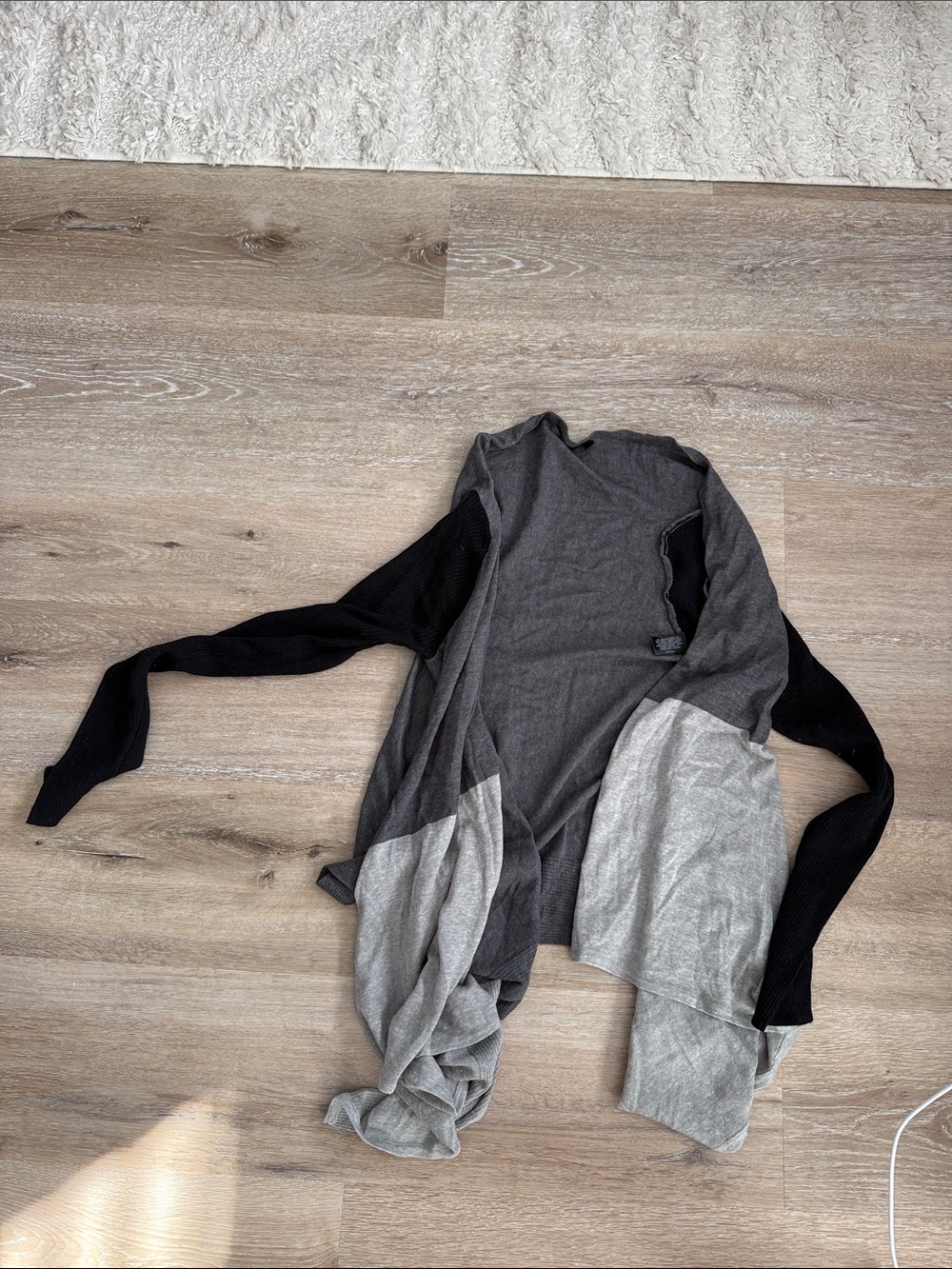 Forenza Two-Tone Open Cardigan in Gray and Black